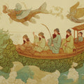 Mythical Fish Boat Mural Wallpaper — Traditional Eastern Art Mural Wallpaper - room preview 04