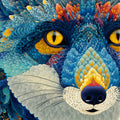 Vibrant Fox Portrait Mural Wallpaper with Intricate Feather Detail Mural Wallpaper - room preview 04