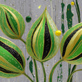Abstract Botanical Mural Wallpaper in Emerald and Ochre Mural Wallpaper - room preview 04