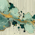Abstract Topographic Mural Wallpaper with Gold Leaf Accents Mural Wallpaper - room preview 04