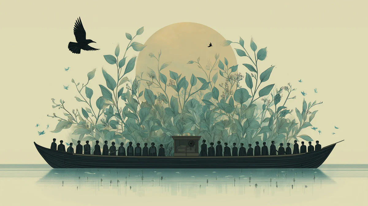 Voyage Botanical Mural Wallpaper — Artistic Nature Landscape Mural Wallpaper - room preview 04