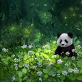 Panda in Enchanted Forest Mural Wallpaper with Firefly Glow Mural Wallpaper - room preview 04