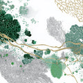 Emerald and Gold Abstract Fluid Mural Wallpaper - room preview 04