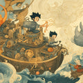 Fantasy Voyage Mural Wallpaper — Whimsical Storybook Illustration Mural Wallpaper - room preview 04