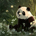 Panda in Forest Grove Mural Wallpaper with Firefly Glow Mural Wallpaper - room preview 04
