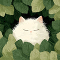 White Fluffy Cat in Deep Jungle Mural Wallpaper - room preview 04