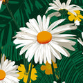 Bold Daisy Meadow Mural Wallpaper in Deep Forest Green Mural Wallpaper - room preview 04