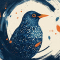 Starling Bird Mural Wallpaper — Abstract Painterly Nature Design Mural Wallpaper - room preview 04