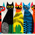 Mid-Century Cat Parade Mural Wallpaper —Whimsical Retro Art Mural Wallpaper - room preview 04