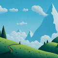 Alpine Journey Landscape Mural Wallpaper — Whimsical Mountain View Mural Wallpaper - room preview 04