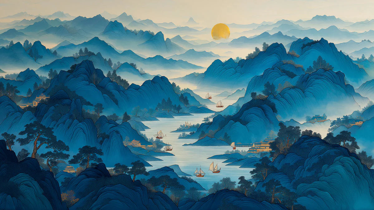 Mist-Covered Mountain Landscape Mural Wallpaper - room preview 04