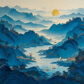 Mist-Covered Mountain Landscape Mural Wallpaper - room preview 04