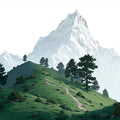 Alpine Ridge Mural Wallpaper with Snowy Peaks and Green Foothills Mural Wallpaper - room preview 04