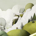 Abstract Mountain Landscape Mural Wallpaper in Sage and Olive Mural Wallpaper - room preview 04