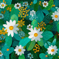 Meadow Daisy Mural Wallpaper in Teal and Ochre Mural Wallpaper - room preview 04