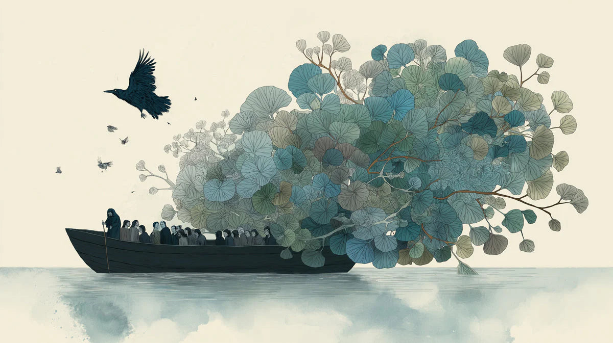 Folklore Voyage Mural Wallpaper — Whimsical Artistic Illustration Mural Wallpaper - room preview 04