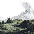 Volcanic Landscape Mural Wallpaper in Etched Style Mural Wallpaper - room preview 04