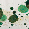 Emerald Ink Abstract Mural Wallpaper — Modern Gold Line Art Mural Wallpaper - room preview 04