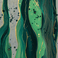 Emerald Fluid Art Mural Wallpaper with Gold Linear Accents Mural Wallpaper - room preview 04