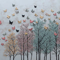 Butterfly Forest Mural Wallpaper — Whimsical Soft Pastel Nature Mural Wallpaper - room preview 04