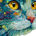 Cat Portrait Floral Mural Wallpaper — Whimsical Artistic Print Mural Wallpaper - room preview 04