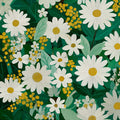Wild Daisy and Mimosa Floral Mural Wallpaper — Painterly Botanical Mural Wallpaper - room preview 04