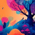Vibrant Abstract Garden Mural Wallpaper in Sunset Hues Mural Wallpaper - room preview 04