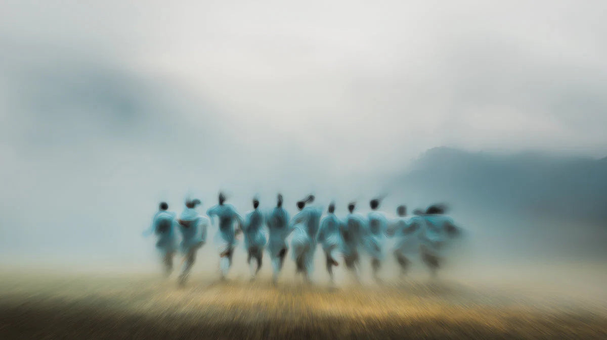 Blurred Motion Figures Mural Wallpaper — Impressionistic Wall Art Mural Wallpaper - room preview 04