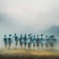 Blurred Motion Figures Mural Wallpaper — Impressionistic Wall Art Mural Wallpaper - room preview 04