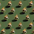Flaming Soccer Ball Mural Wallpaper in Matte Olive Green Mural Wallpaper - room preview 04