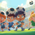 Chibi Soccer Stars Kids Mural Wallpaper — Vibrant Cartoon Sports Scene Mural Wallpaper - room preview 04