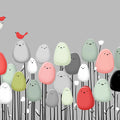 Whimsical Bird Garden Mural Wallpaper — Playful Nature Design Mural Wallpaper - room preview 04