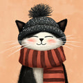 Cozy Winter Cat Mural Wallpaper — Whimsical Illustration Mural Wallpaper - room preview 04
