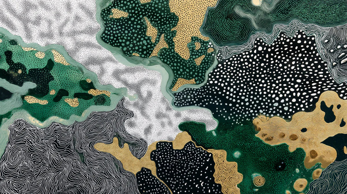 Abstract Topographic Mural Wallpaper — Midnight Forest & Gold Mural Wallpaper - room preview 04
