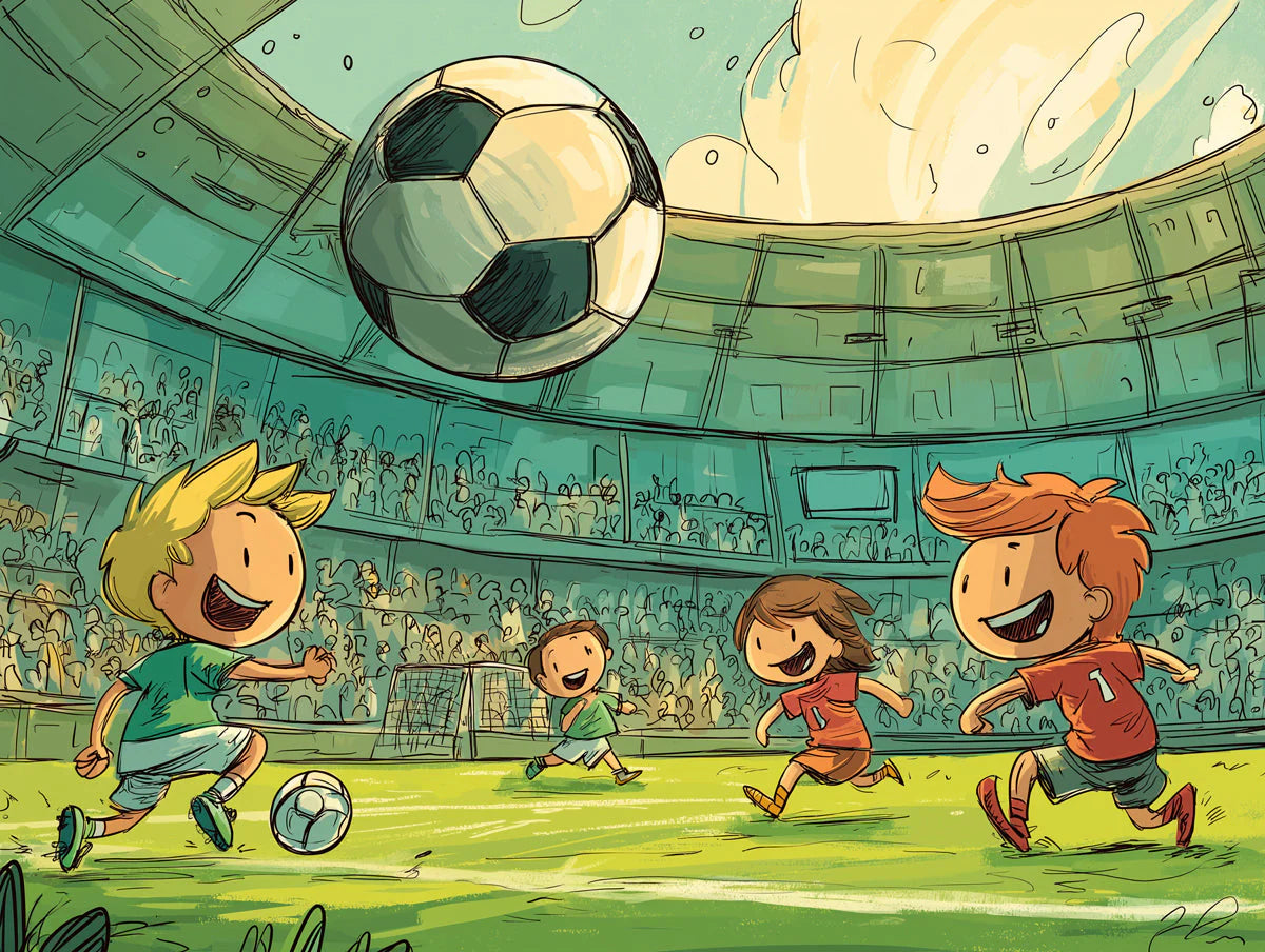 Soccer Stadium Kids Mural Wallpaper — Playful Illustration Mural Wallpaper - room preview 04