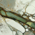 Ethereal Moss and Gold Fluid Art Mural Wallpaper - room preview 04