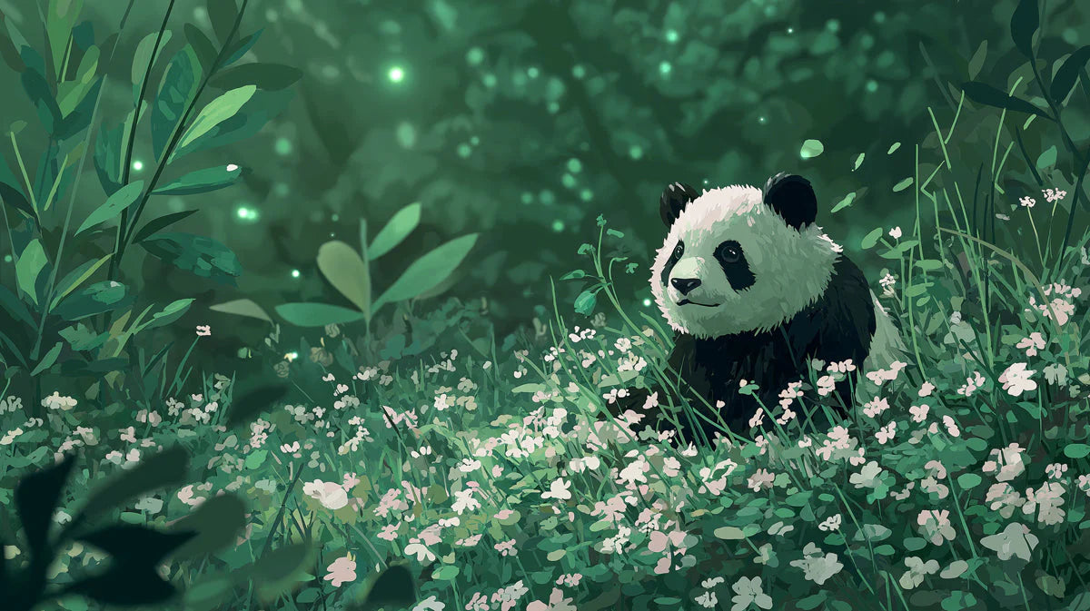 Panda in Enchanted Forest Mural Wallpaper - room preview 04