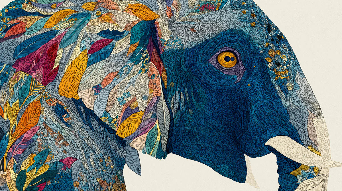 Abstract Elephant Feather Mural Wallpaper in Multicolored Tones Mural Wallpaper - room preview 04