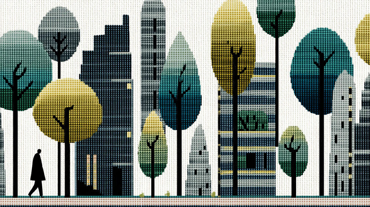 Pixelated Cityscape Mural Wallpaper — Modern Urban Abstract Mural Wallpaper - room preview 04