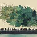 Floating Forest Mural Wallpaper — Whimsical Artistic Illustration Mural Wallpaper - room preview 04