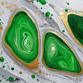 Malachite Fluid Pour Mural Wallpaper —Modern Abstract Gold Accents Mural Wallpaper - room preview 04