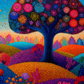Vibrant Pointillist Meadow Mural Wallpaper — Artistic Floral Scene Mural Wallpaper - room preview 04