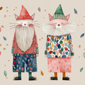 Whimsical Cat Gnomes Mural Wallpaper for Playful Spaces Mural Wallpaper - room preview 04