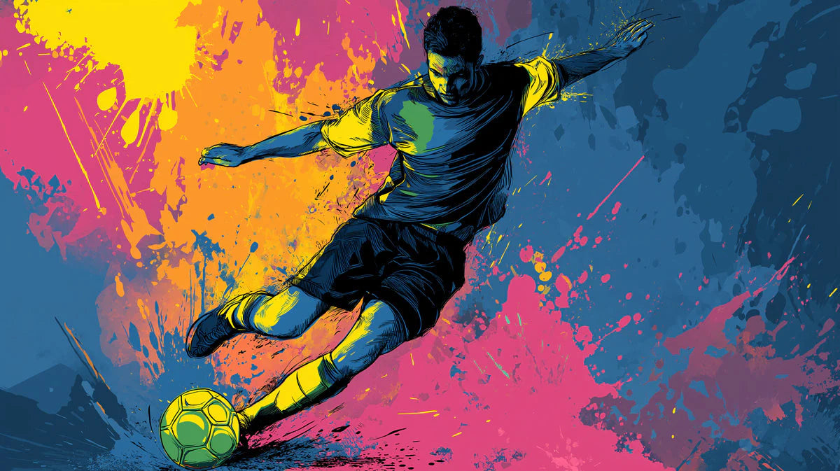 Dynamic Football Player Splash Art Mural Wallpaper - room preview 04
