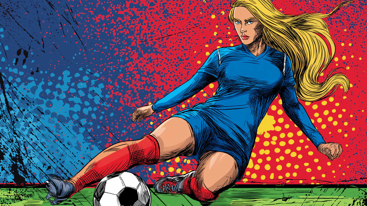 Female Soccer Player Pop Art Mural Wallpaper — Dynamic Comic Style Mural Wallpaper - room preview 04