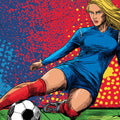 Female Soccer Player Pop Art Mural Wallpaper — Dynamic Comic Style Mural Wallpaper - room preview 04