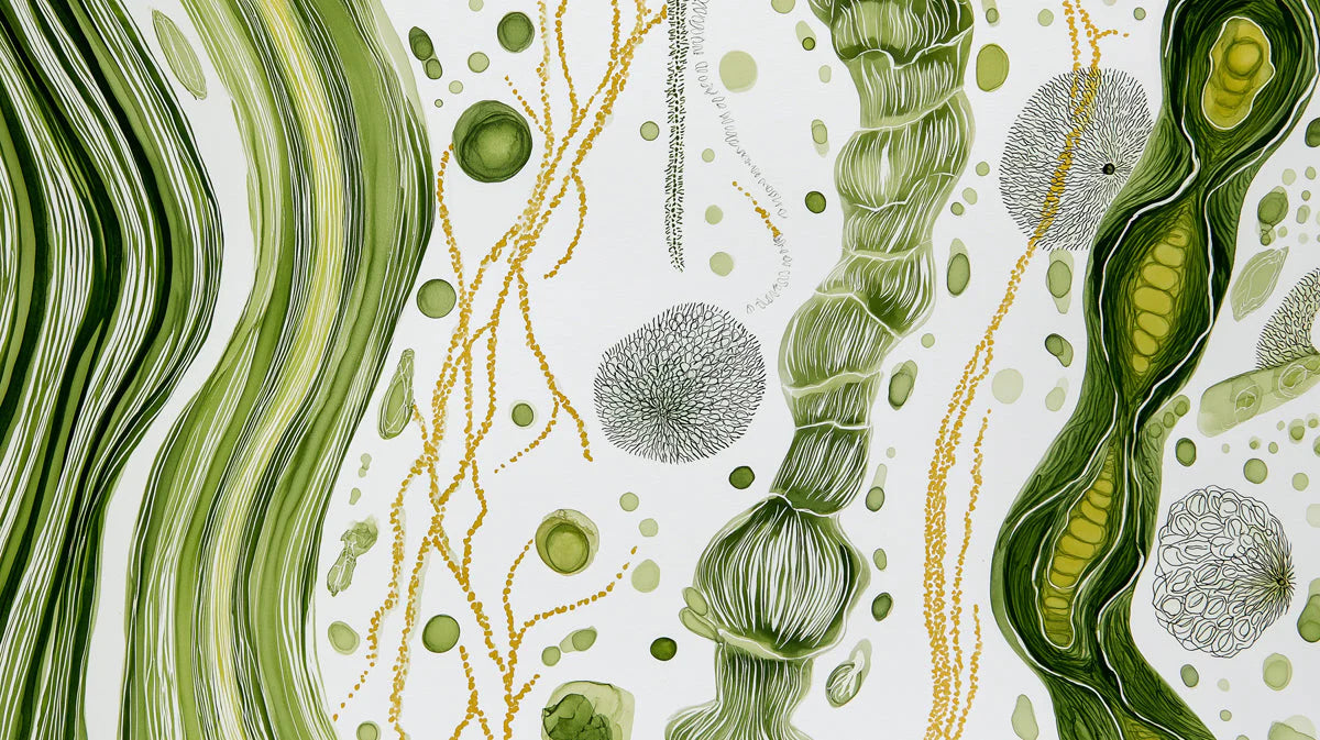 Abstract Organic Botanical Mural Wallpaper in Verdant Green Mural Wallpaper - room preview 04