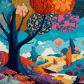 Vibrant Whimsical Garden Mural Wallpaper in Multi-Color Palette Mural Wallpaper - room preview 04