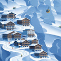 Alpine Ski Village Mural Wallpaper — Whimsical Mountain Scene Mural Wallpaper - room preview 04