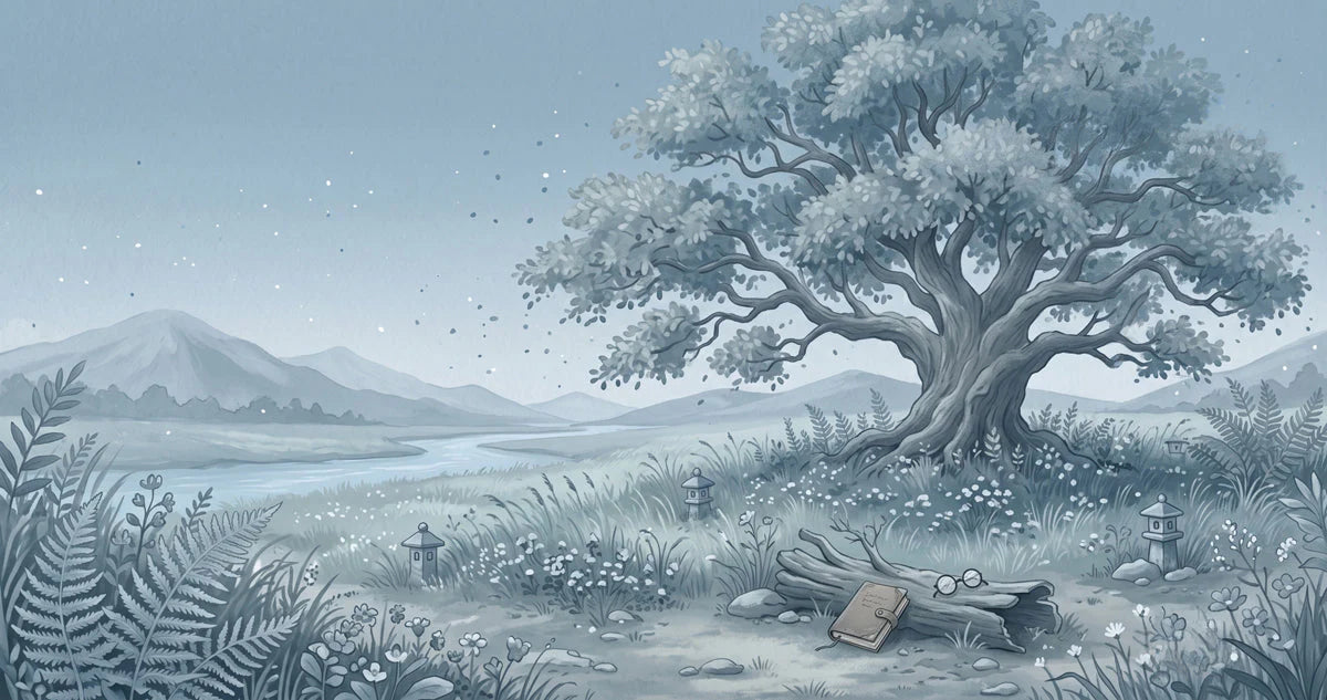 Enchanted Riverside Meadow Mural Wallpaper — Whimsical Blue Landscape Mural Wallpaper - room preview 04